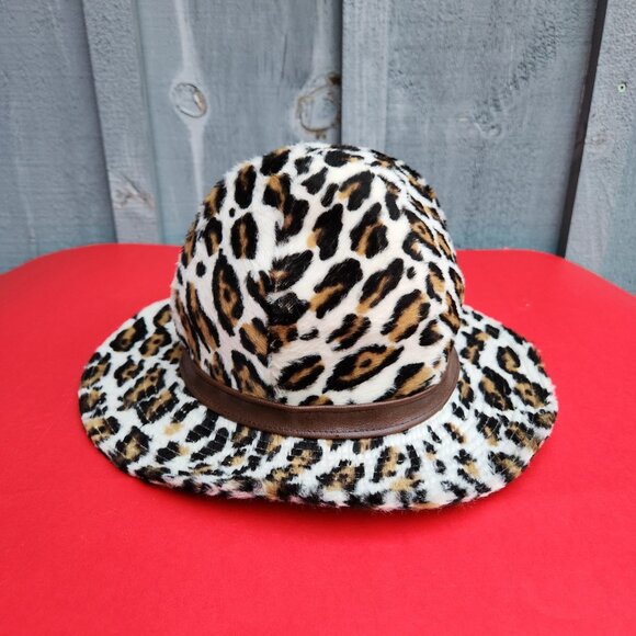 Vintage Leopard Print Faux Fur Hat With Union Label Made in Canada - Picture 4 of 9